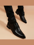 Black handcrafted genuine leather shoes - color image