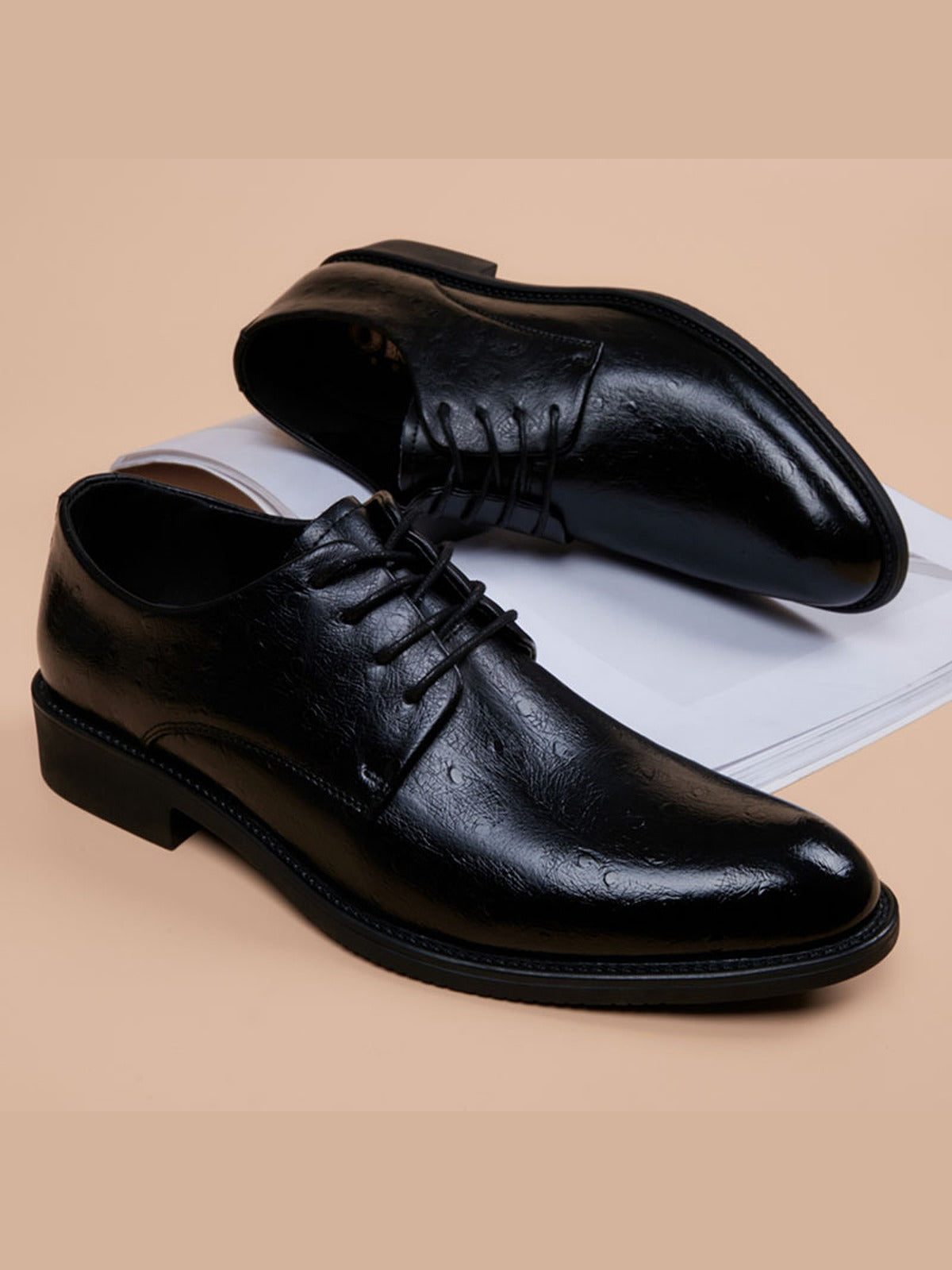 Brown handcrafted genuine leather shoes - color image