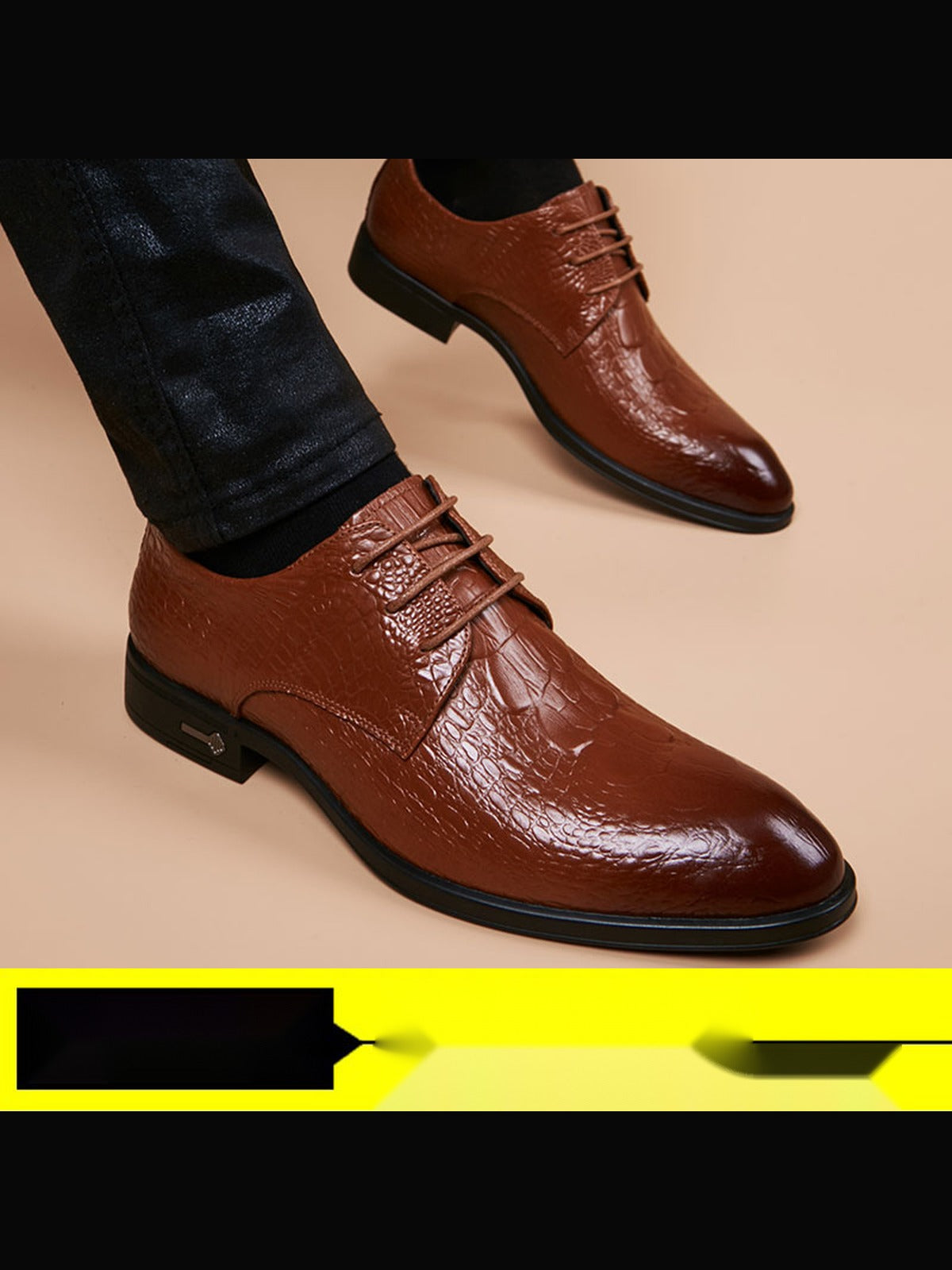 Brown handcrafted genuine leather shoes - color image