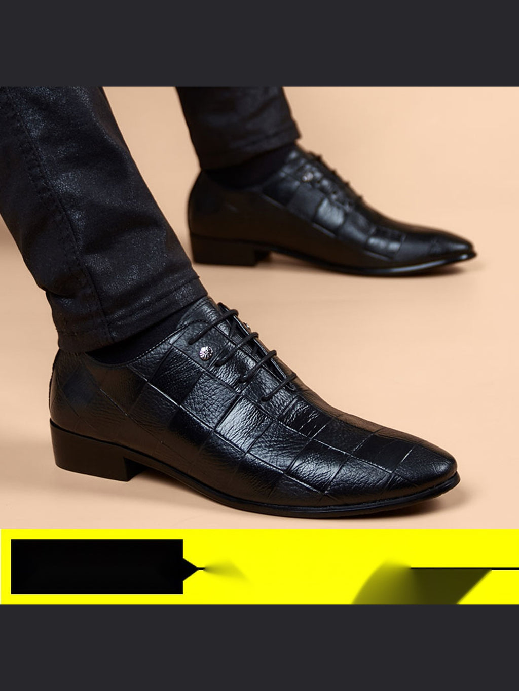 Black handcrafted genuine leather shoes - color image