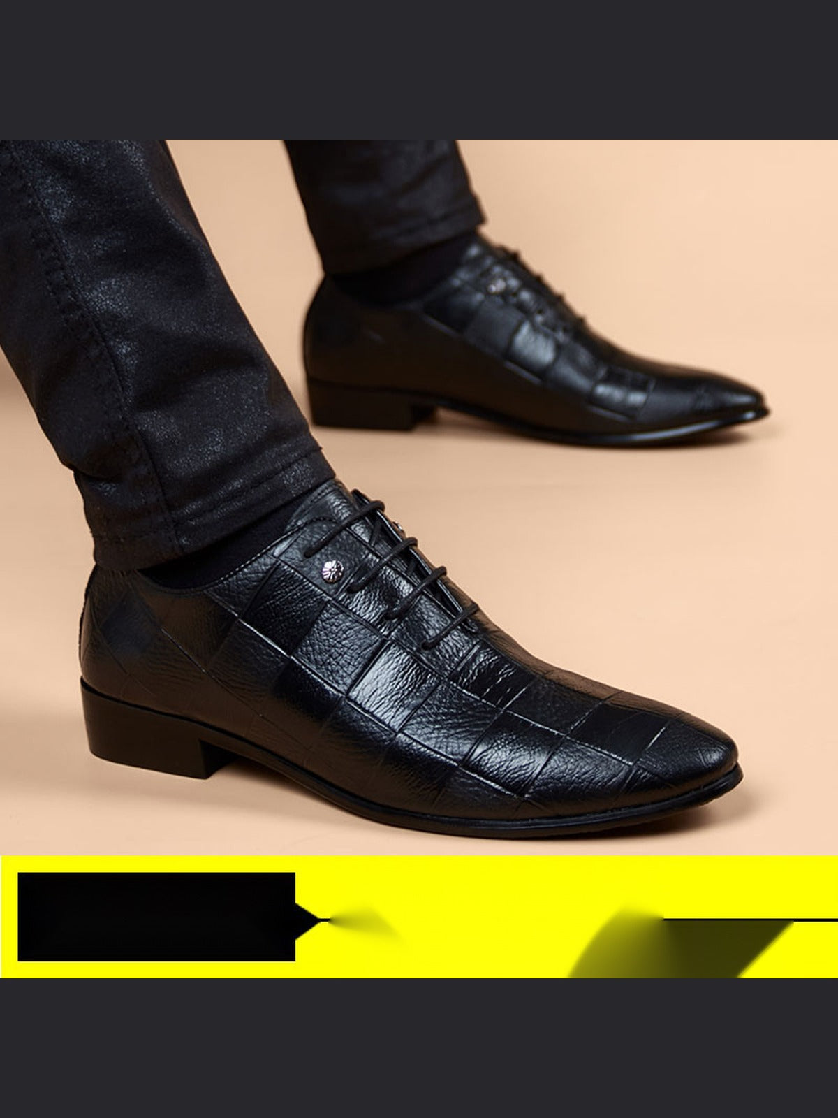 Black handcrafted genuine leather shoes - color image