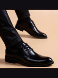 Black handcrafted genuine leather shoes - color image