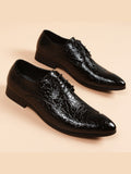 Black handcrafted genuine leather shoes - color image