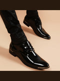 Black handcrafted genuine leather shoes - color image