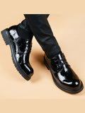 Black handcrafted genuine leather shoes - color image