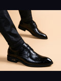 Black handcrafted genuine leather shoes - color image