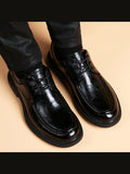 Black handcrafted genuine leather shoes - color image