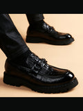 Black handcrafted genuine leather shoes - color image