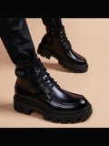 Black handcrafted genuine leather shoes - color swatch
