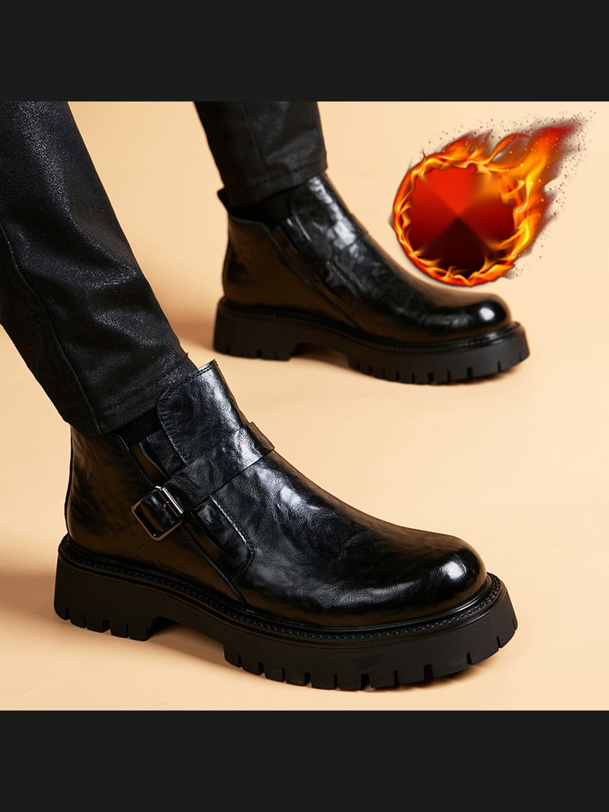 Black handcrafted genuine leather shoes - color swatch