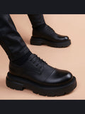 Black handcrafted genuine leather shoes - color image