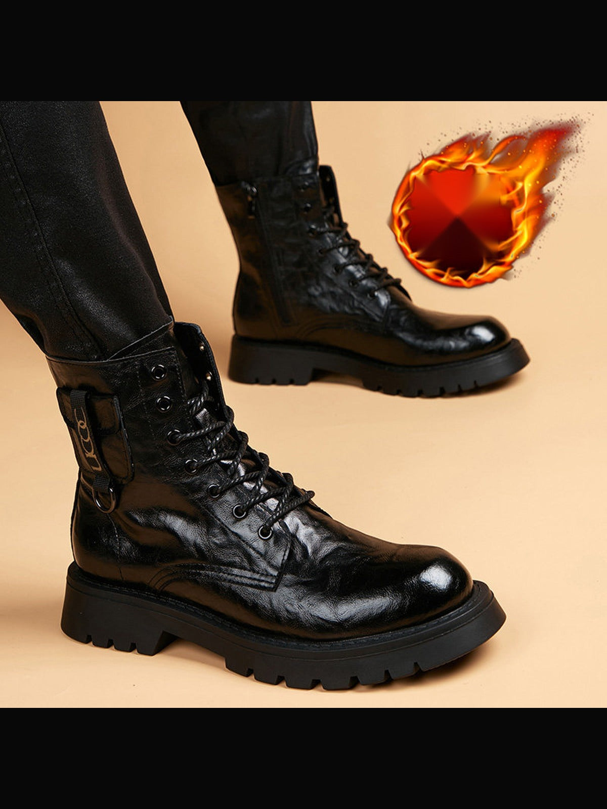 Black handcrafted genuine leather shoes - color swatch