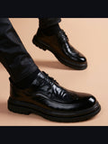 Black handcrafted genuine leather shoes - color image