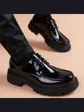 Black handcrafted genuine leather shoes - color image