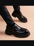 Black handcrafted genuine leather shoes - color image