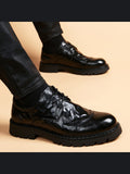 Black handcrafted genuine leather shoes - color image