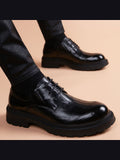 Black handcrafted genuine leather shoes - color image