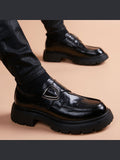Black handcrafted genuine leather shoes - color image