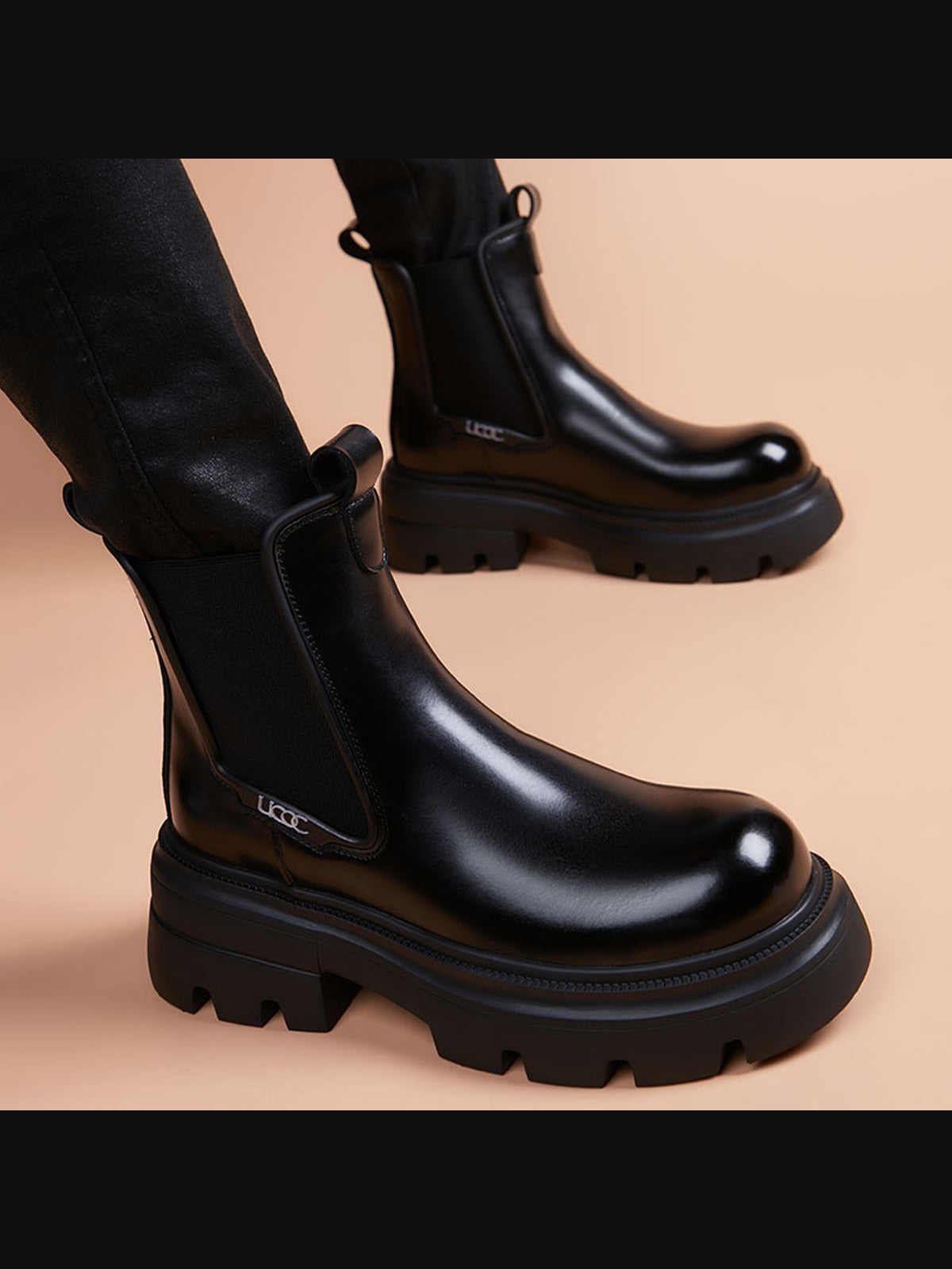 Black handcrafted genuine leather shoes - color swatch
