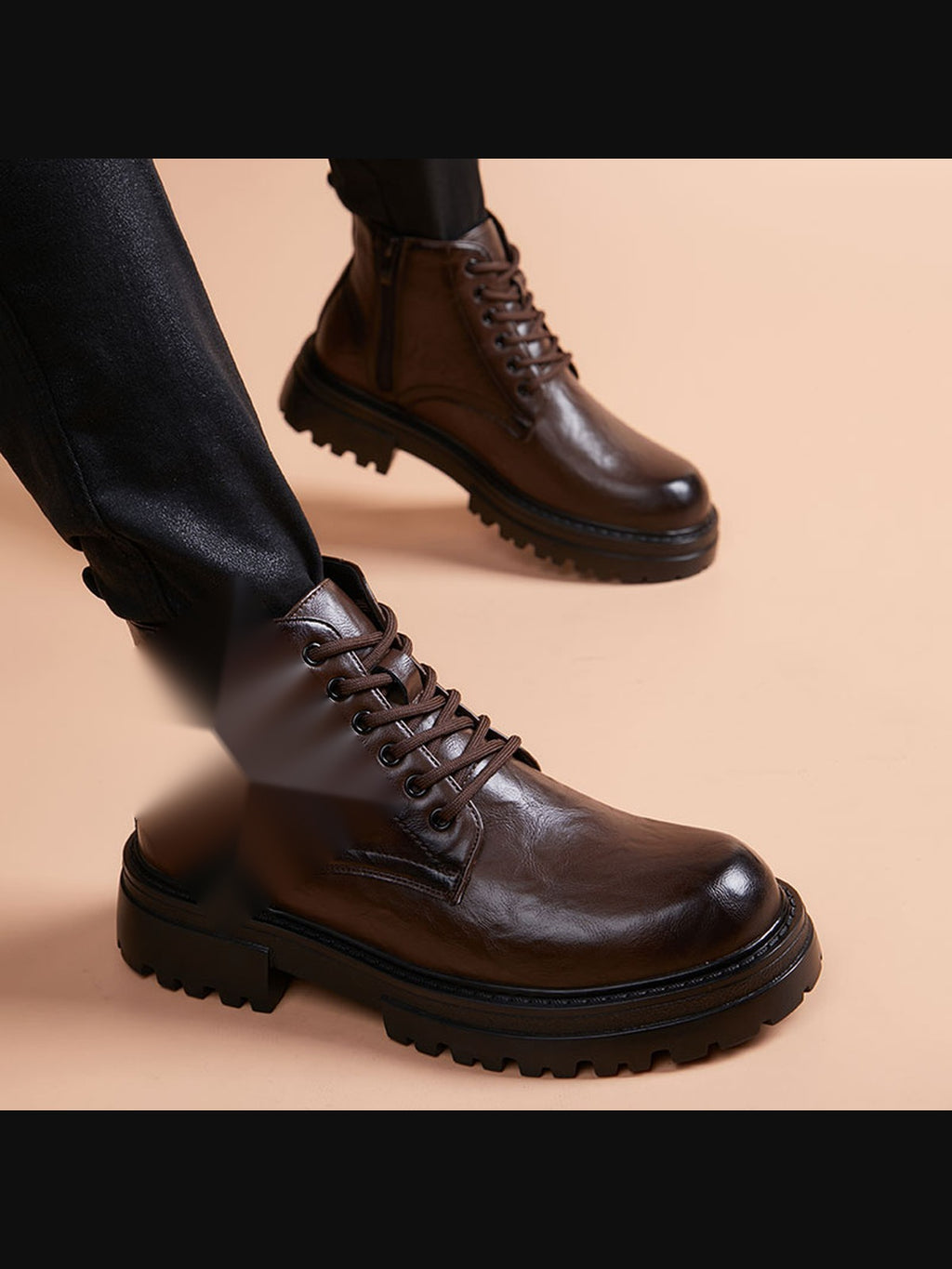 Black handcrafted genuine leather shoes - color swatch