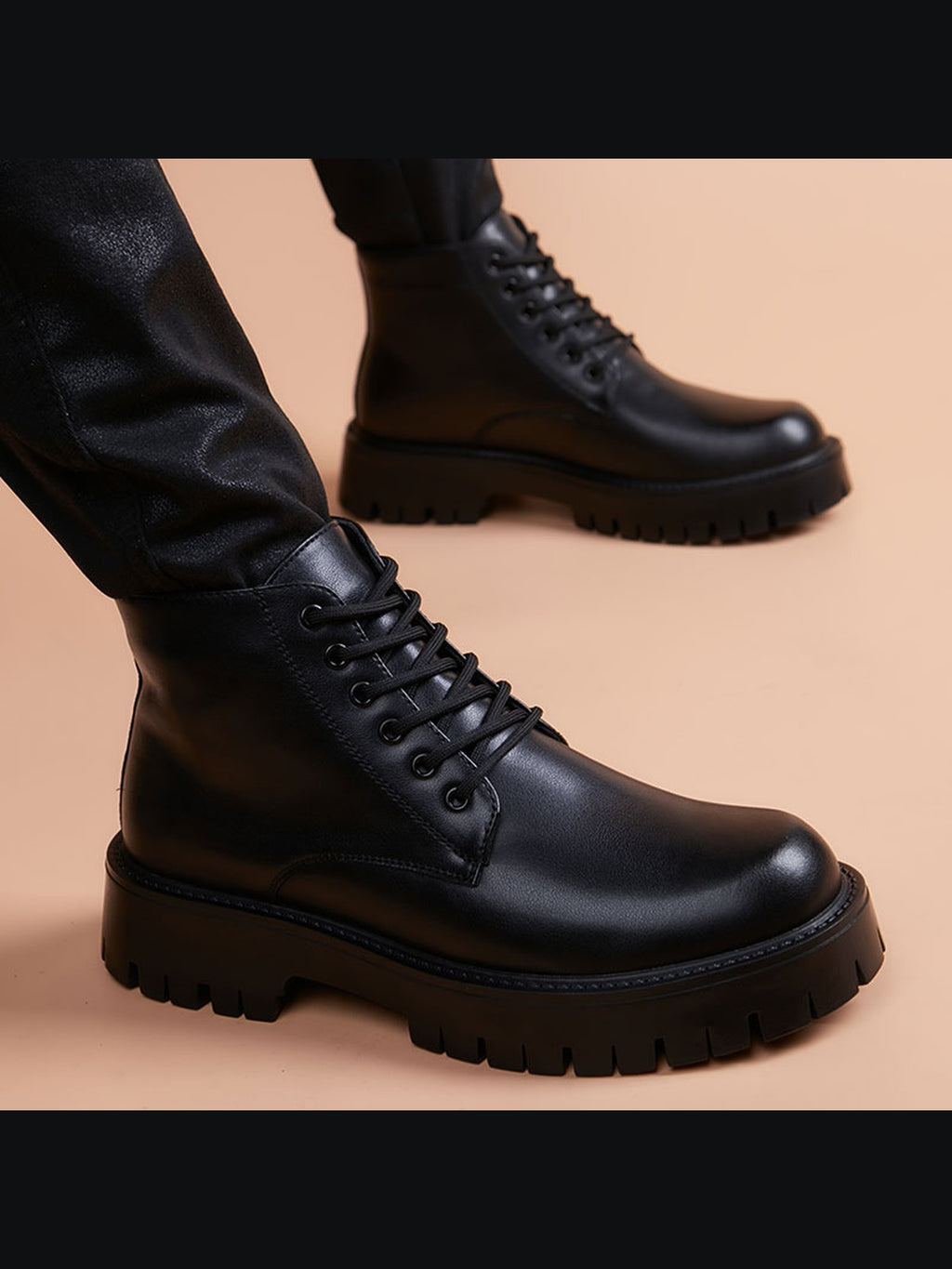 Black handcrafted genuine leather shoes - color swatch