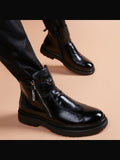Black handcrafted genuine leather shoes - color image