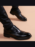 Black handcrafted genuine leather shoes - color image