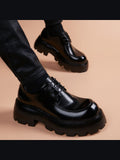 Black handcrafted genuine leather shoes - color image
