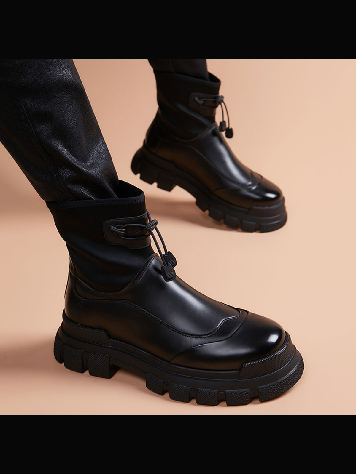 Black handcrafted genuine leather shoes - color swatch