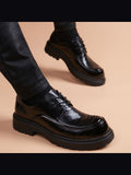 Black handcrafted genuine leather shoes - color image
