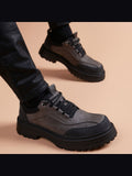 Gray handcrafted genuine leather shoes - color image