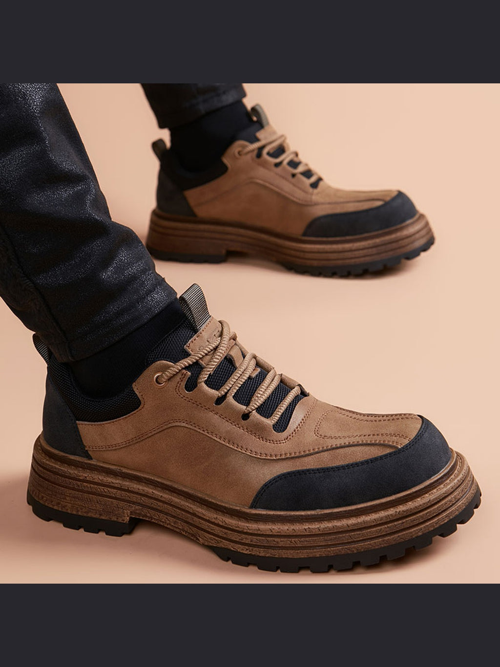 Color handcrafted genuine leather shoes - color image