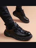 Black handcrafted genuine leather shoes - color image