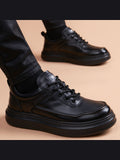 Black handcrafted genuine leather shoes - color image