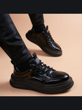 Black handcrafted genuine leather shoes - color image