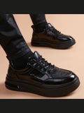 Black handcrafted genuine leather shoes - color image