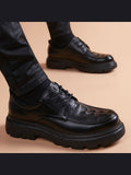 Black handcrafted genuine leather shoes - color image