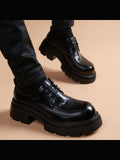 Black handcrafted genuine leather shoes - color image