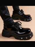 Black handcrafted genuine leather shoes - color image