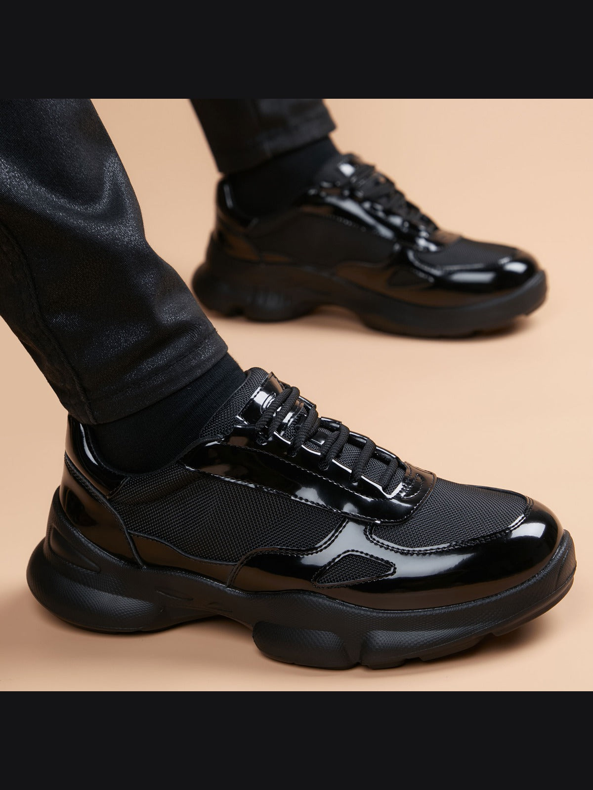 Black handcrafted genuine leather shoes - color swatch