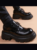 Black handcrafted genuine leather shoes - color image