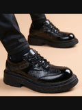 Black handcrafted genuine leather shoes - color image