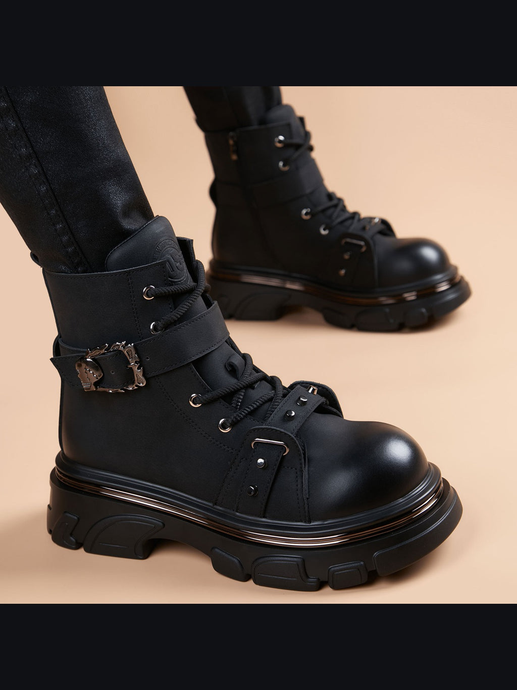 Black handcrafted genuine leather shoes - color swatch